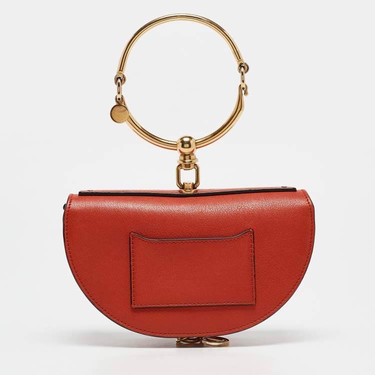 Pre Owned Chloe Ginger Orange Leather Small Nile Bracelet Minaudiere Bag
