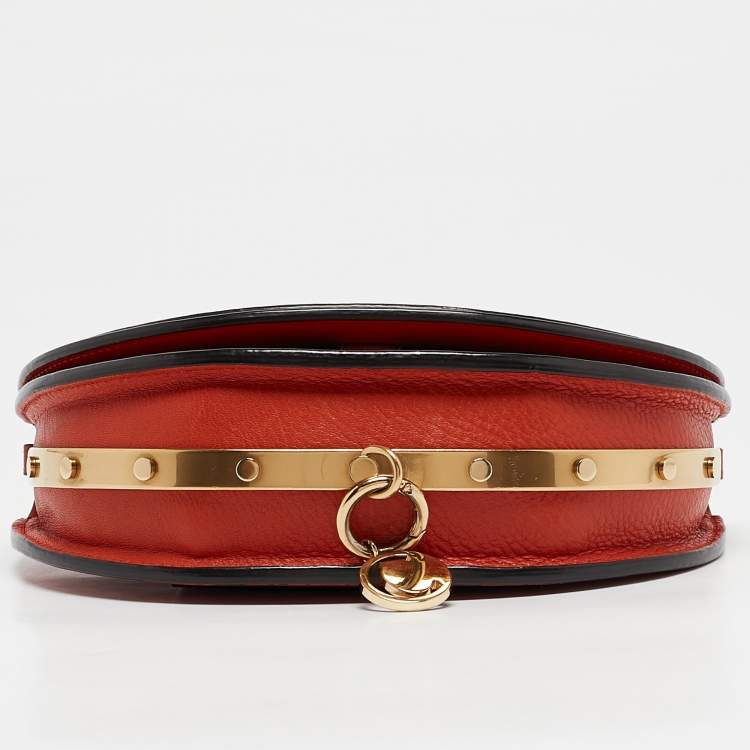 Pre Owned Chloe Ginger Orange Leather Small Nile Bracelet Minaudiere Bag