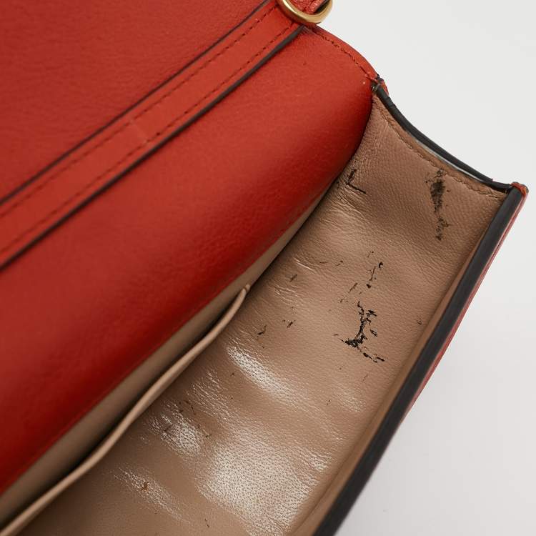 Pre Owned Chloe Ginger Orange Leather Small Nile Bracelet Minaudiere Bag