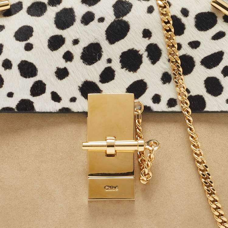 Pre Owned Chloe Multicolor Calf Hair and Leather Small Drew Shoulder Bag