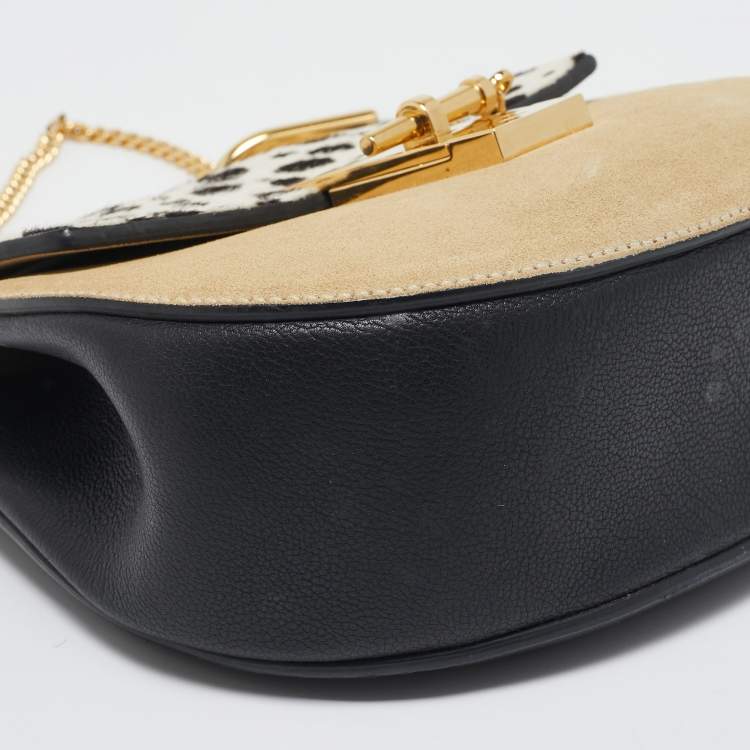 Pre Owned Chloe Multicolor Calf Hair and Leather Small Drew Shoulder Bag