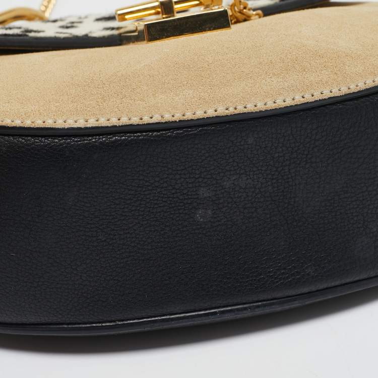 Pre Owned Chloe Multicolor Calf Hair and Leather Small Drew Shoulder Bag