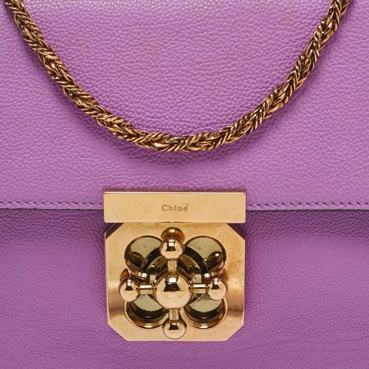Pre Owned Chloe Purple Leather Medium Elsie Chain Shoulder Bag