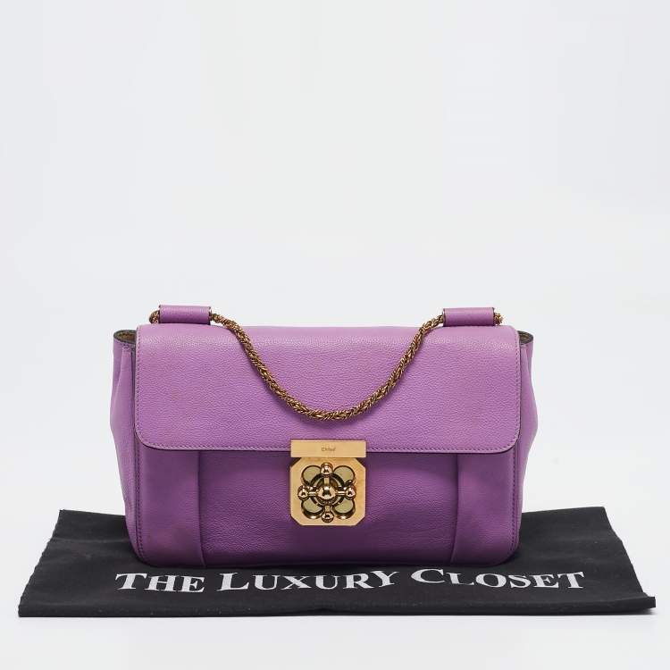Pre Owned Chloe Purple Leather Medium Elsie Chain Shoulder Bag