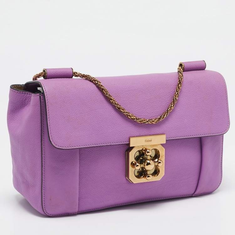 Pre Owned Chloe Purple Leather Medium Elsie Chain Shoulder Bag