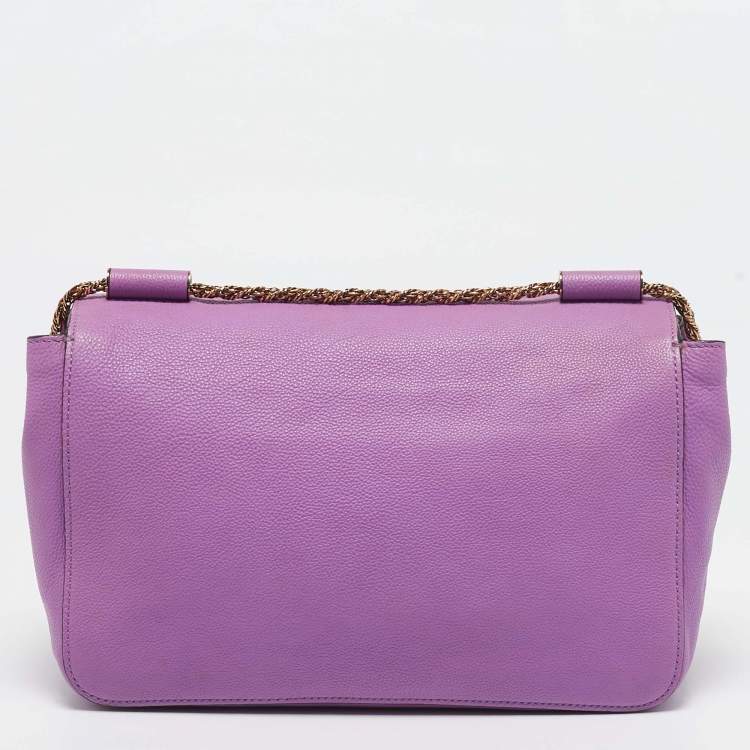 Pre Owned Chloe Purple Leather Medium Elsie Chain Shoulder Bag