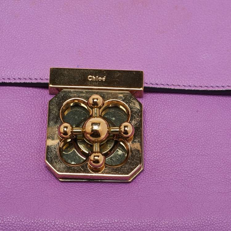 Pre Owned Chloe Purple Leather Medium Elsie Chain Shoulder Bag