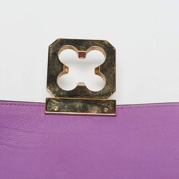 Pre Owned Chloe Purple Leather Medium Elsie Chain Shoulder Bag