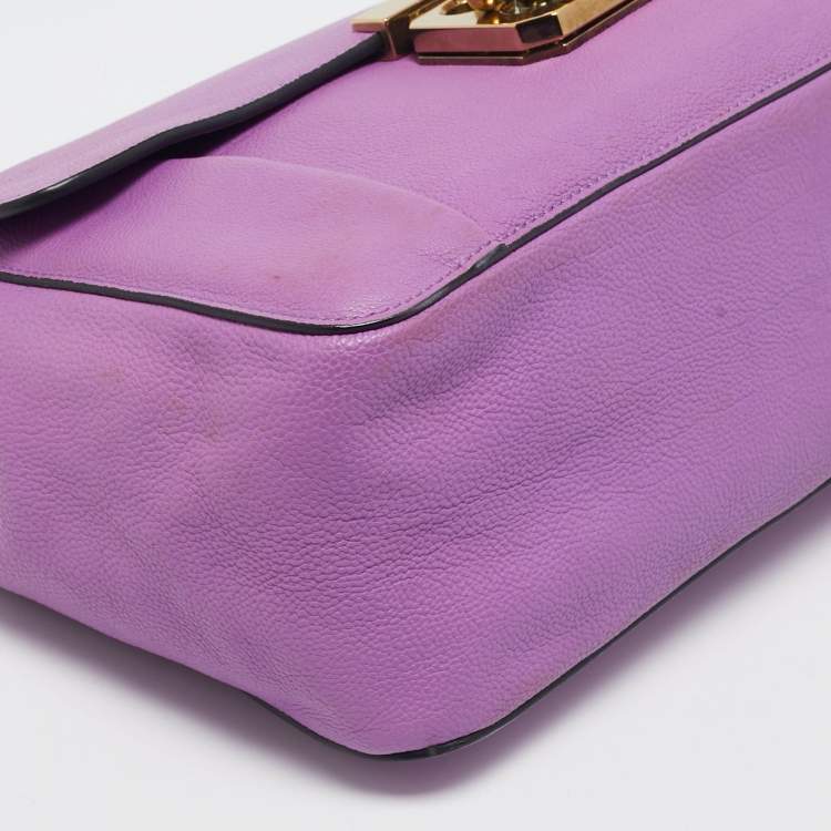 Pre Owned Chloe Purple Leather Medium Elsie Chain Shoulder Bag