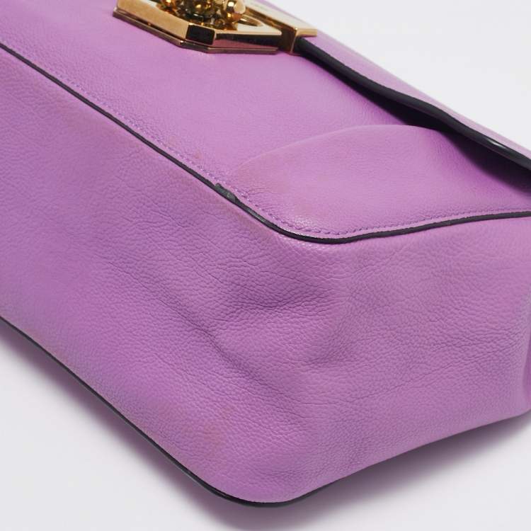 Pre Owned Chloe Purple Leather Medium Elsie Chain Shoulder Bag