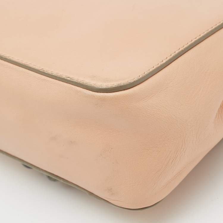 Pre Owned Chloe Peach Leather Small Embellished Elsie Shoulder Bag