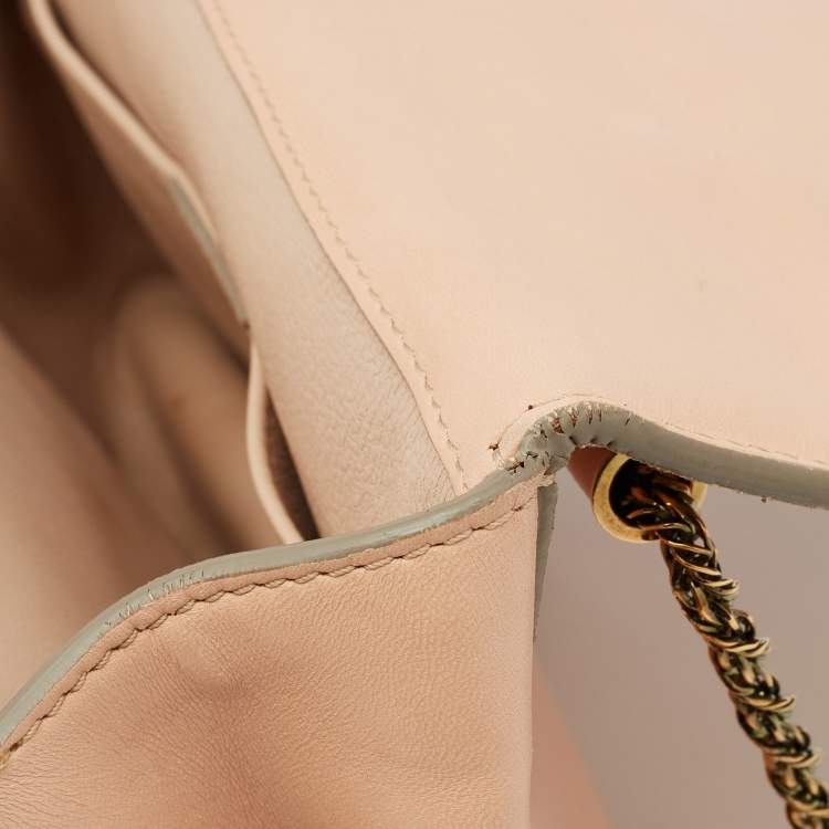 Pre Owned Chloe Peach Leather Small Embellished Elsie Shoulder Bag