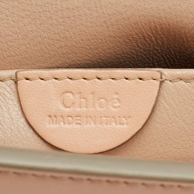 Pre Owned Chloe Peach Leather Small Embellished Elsie Shoulder Bag