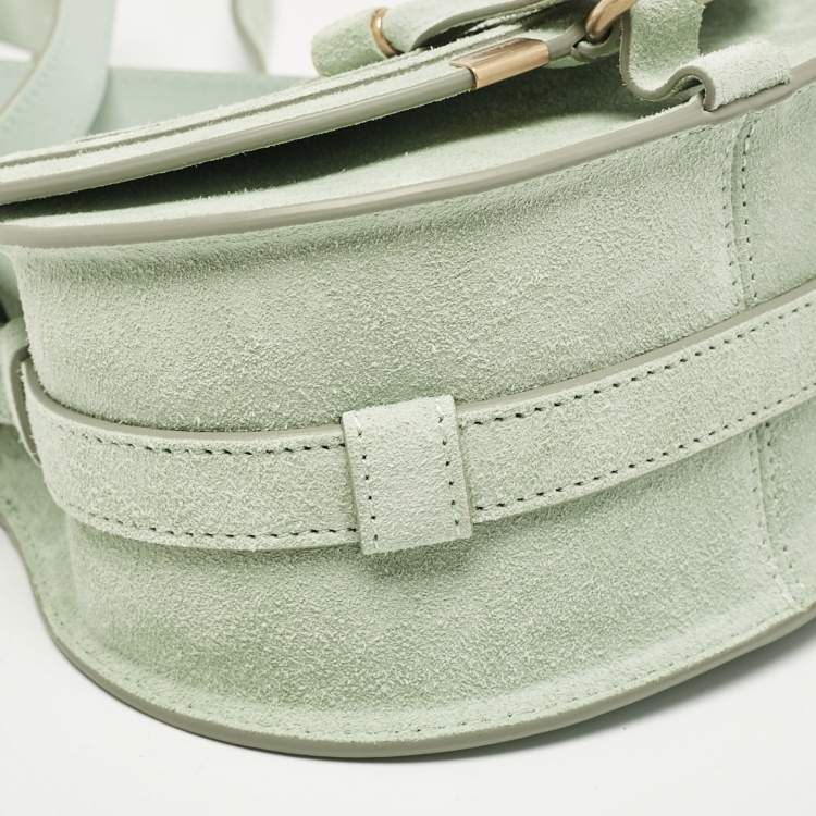 Pre Owned Chloe Light Green Suede and Leather Small Marcie Saddle Bag