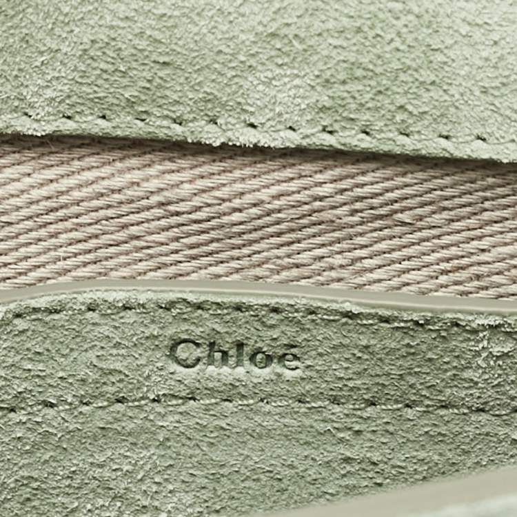 Pre Owned Chloe Light Green Suede and Leather Small Marcie Saddle Bag