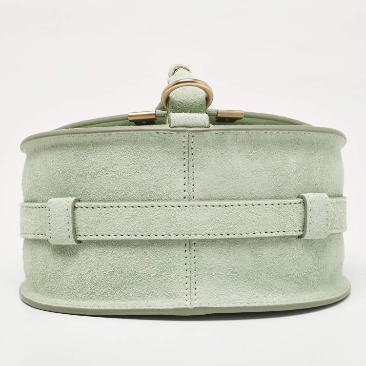 Pre Owned Chloe Light Green Suede and Leather Small Marcie Saddle Bag