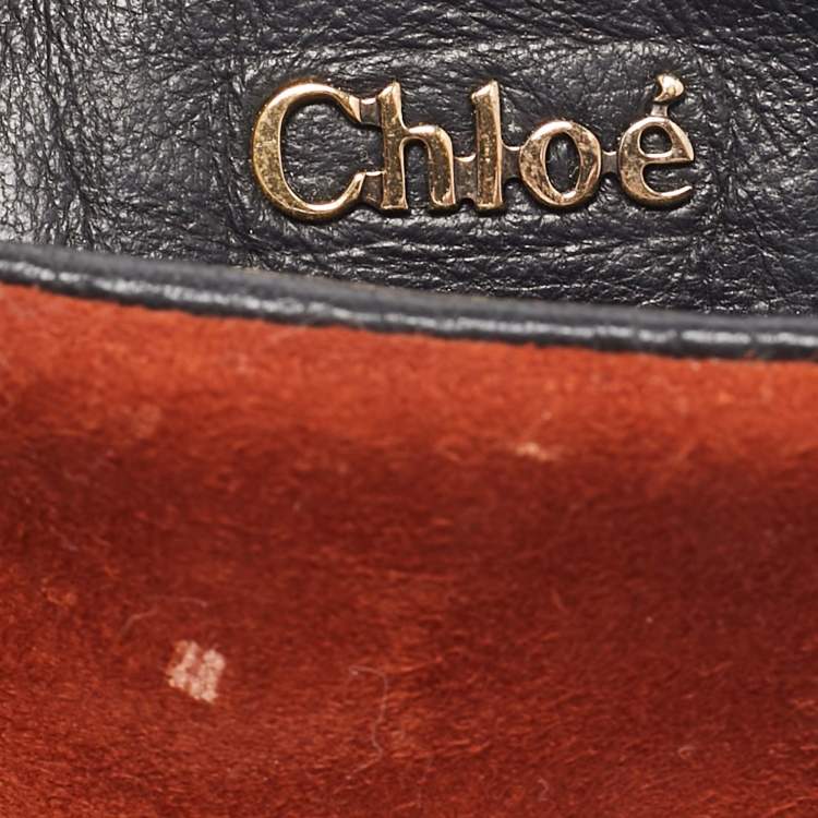 Pre Owned Chloe Brown Suede Embellished Flap Chain Clutch