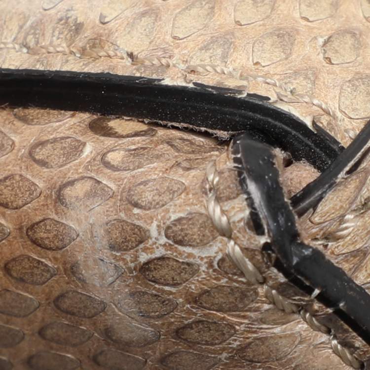Pre Owned Chloé Beige/Brown Snakeskin and Leather Darla Top Handle Bag