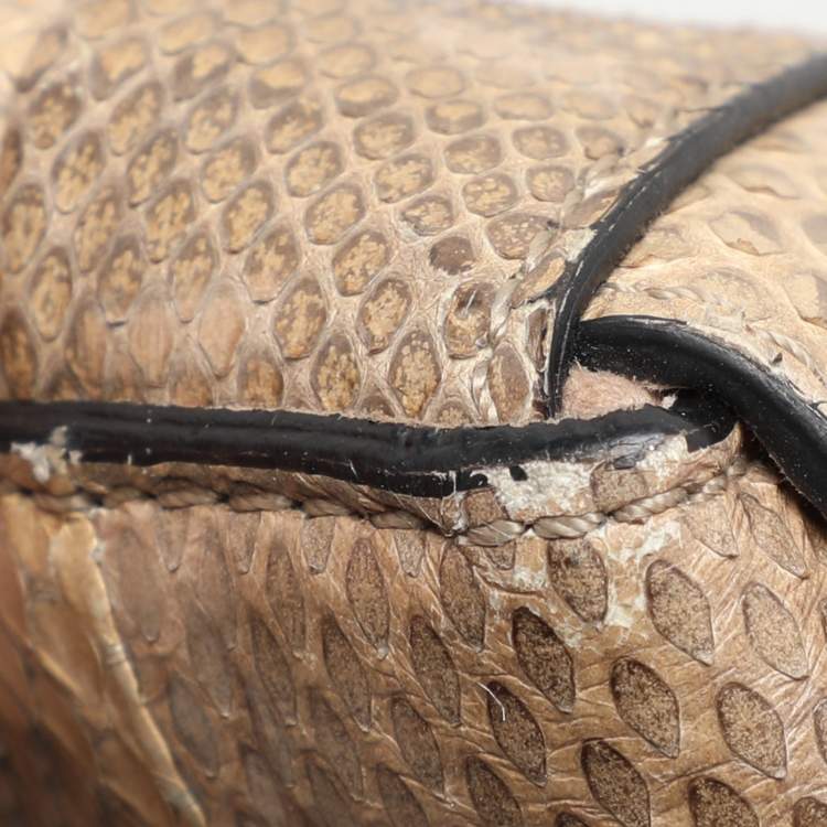 Pre Owned Chloé Beige/Brown Snakeskin and Leather Darla Top Handle Bag