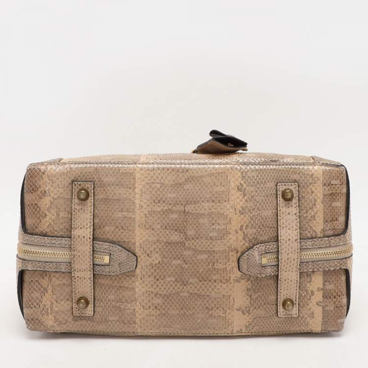 Pre Owned Chloé Beige/Brown Snakeskin and Leather Darla Top Handle Bag