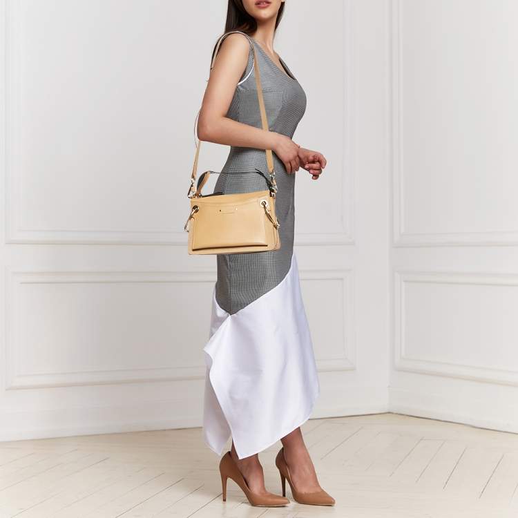 Pre Owned Chloe Beige/Black Leather and Suede Roy Crossbody Bag