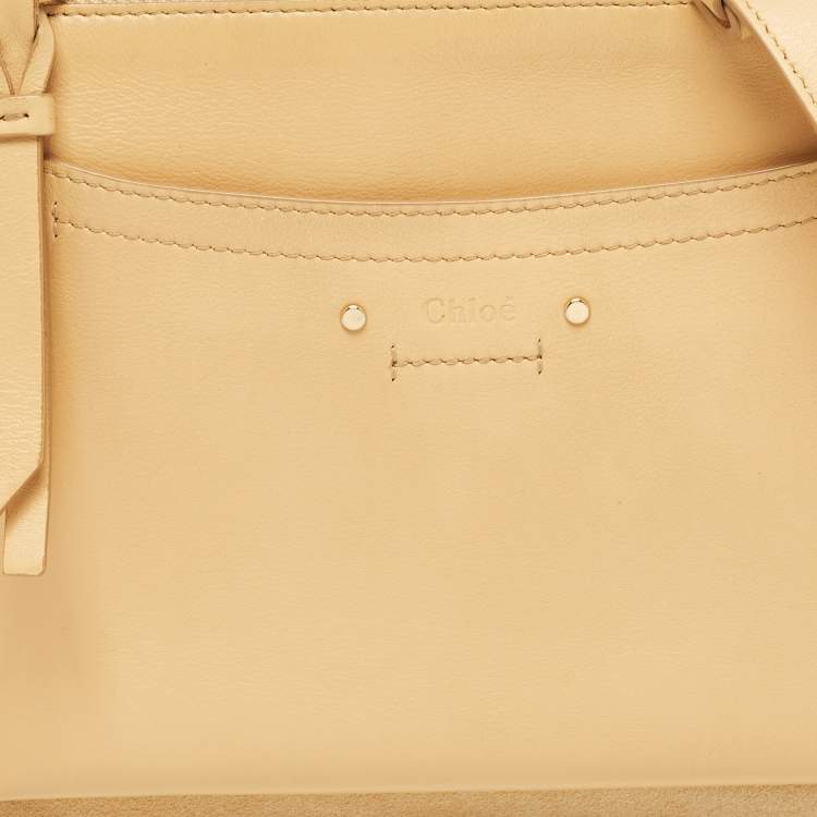 Pre Owned Chloe Beige/Black Leather and Suede Roy Crossbody Bag
