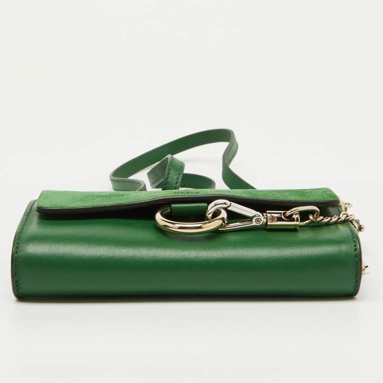 مملوكة مسبقًا Chloe Green Leather and Suede Mini Faye Crossbody Bag