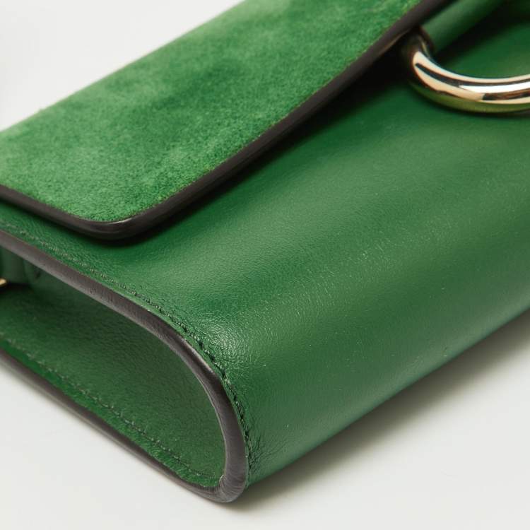 مملوكة مسبقًا Chloe Green Leather and Suede Mini Faye Crossbody Bag