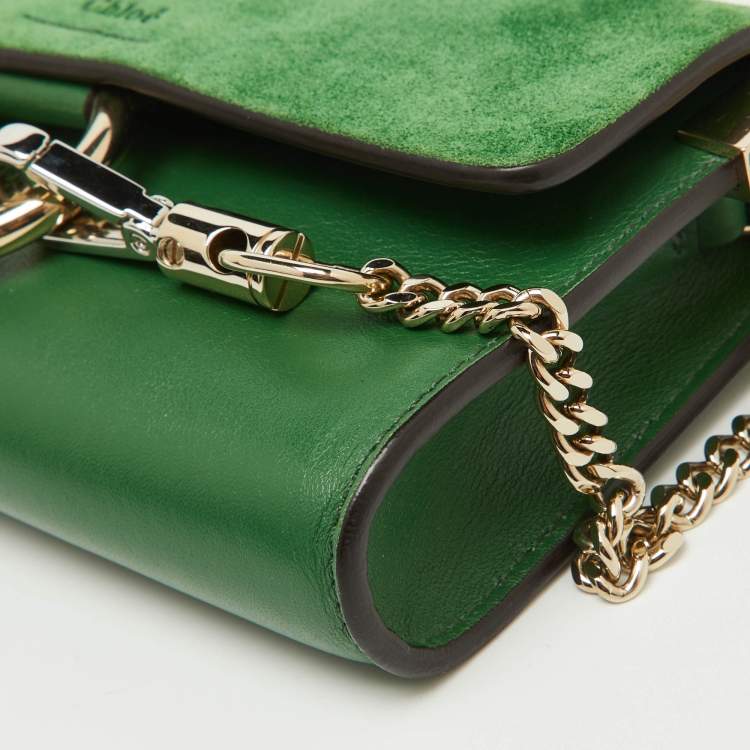 مملوكة مسبقًا Chloe Green Leather and Suede Mini Faye Crossbody Bag
