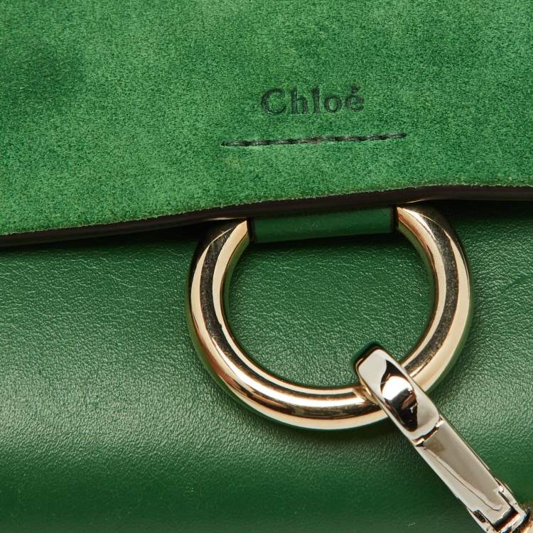 مملوكة مسبقًا Chloe Green Leather and Suede Mini Faye Crossbody Bag