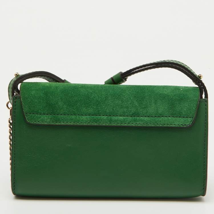 مملوكة مسبقًا Chloe Green Leather and Suede Mini Faye Crossbody Bag