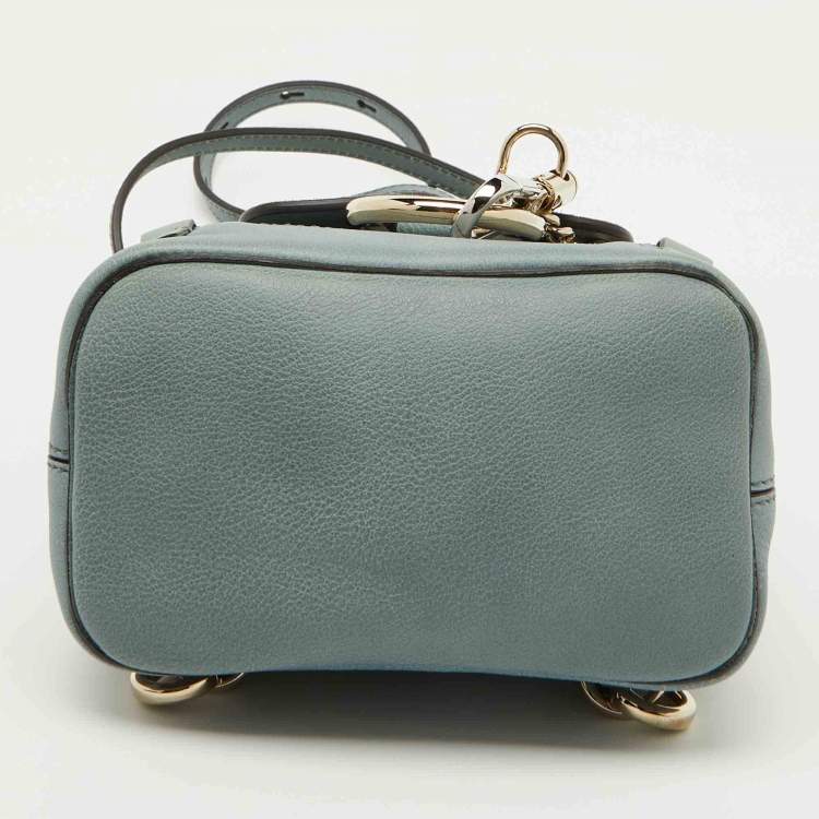 Pre Owned Chloe Light Blue Leather and Suede Mini Faye Daye Backpack