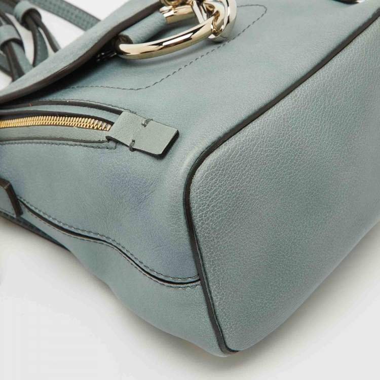 Pre Owned Chloe Light Blue Leather and Suede Mini Faye Daye Backpack