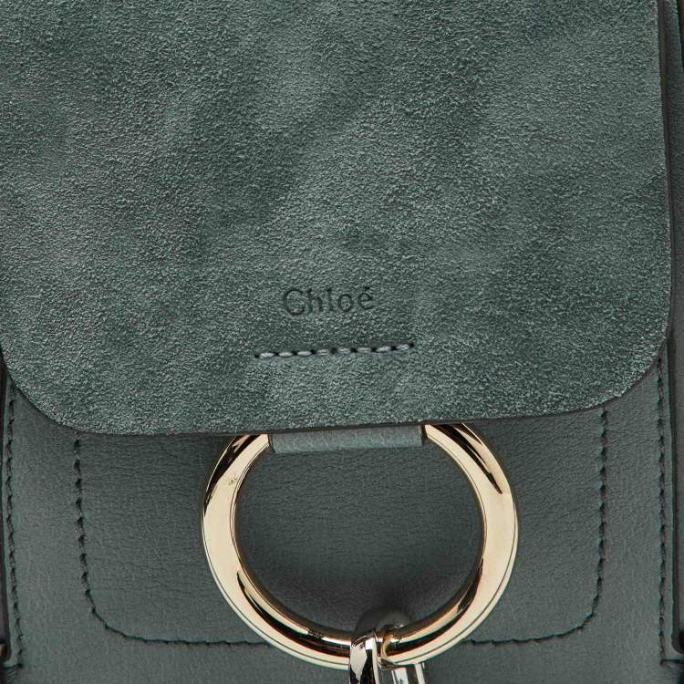Pre Owned Chloe Light Blue Leather and Suede Mini Faye Daye Backpack