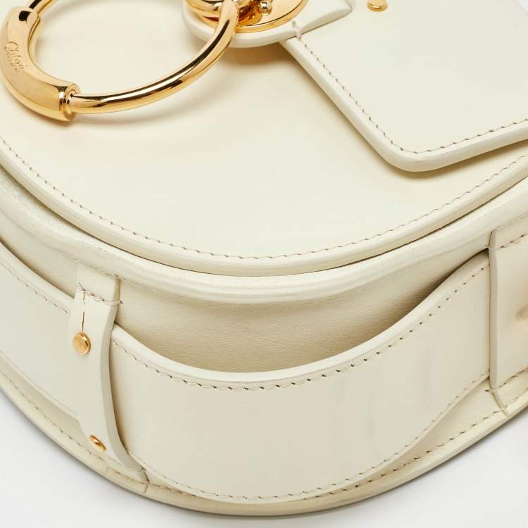Pre Owned Chloe White Leather and Suede Small Tess Shoulder Bag