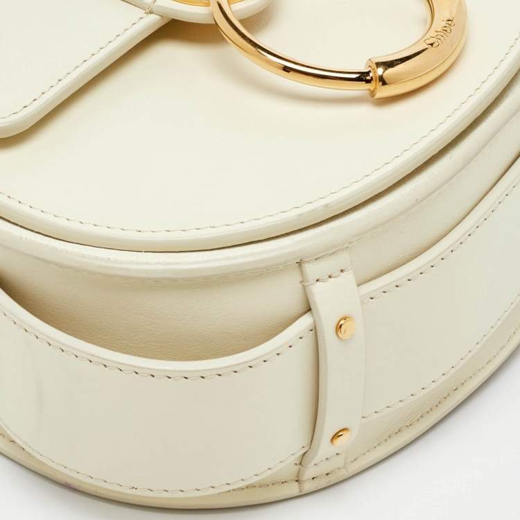 Pre Owned Chloe White Leather and Suede Small Tess Shoulder Bag