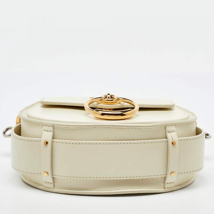 Pre Owned Chloe White Leather and Suede Small Tess Shoulder Bag
