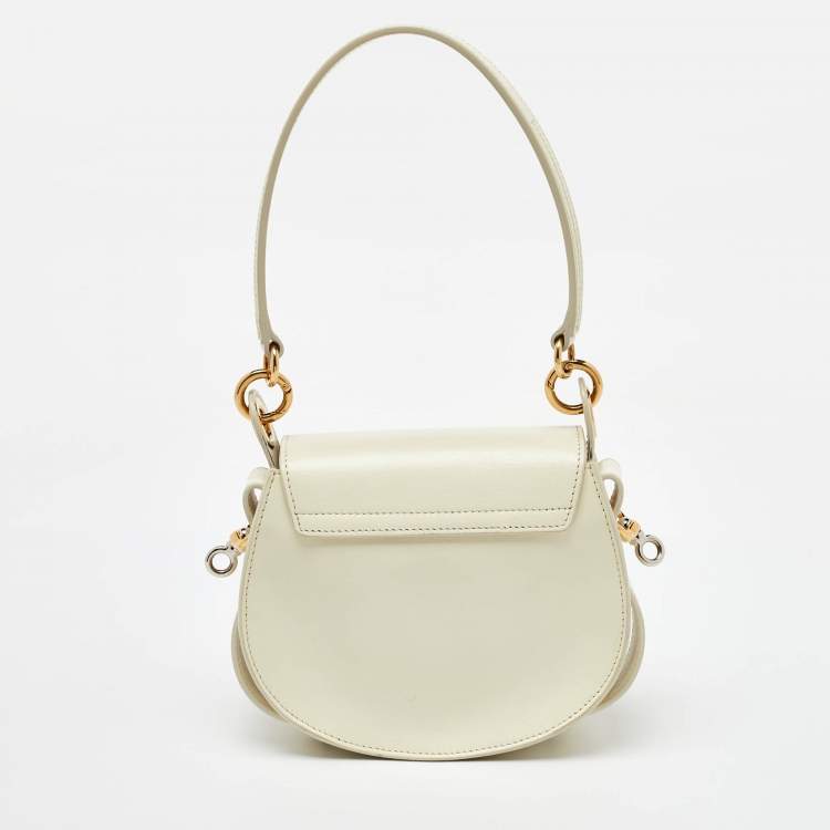 Pre Owned Chloe White Leather and Suede Small Tess Shoulder Bag