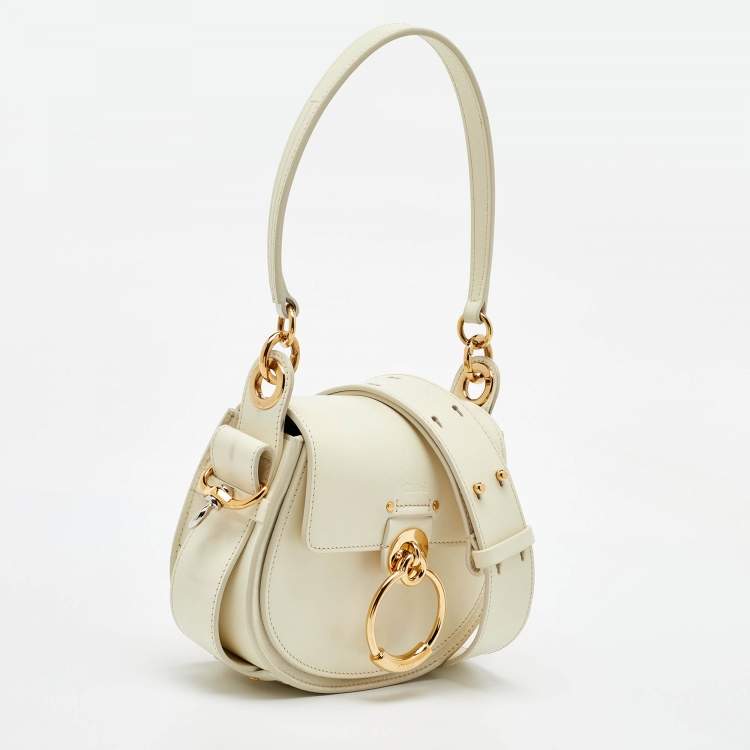 Pre Owned Chloe White Leather and Suede Small Tess Shoulder Bag