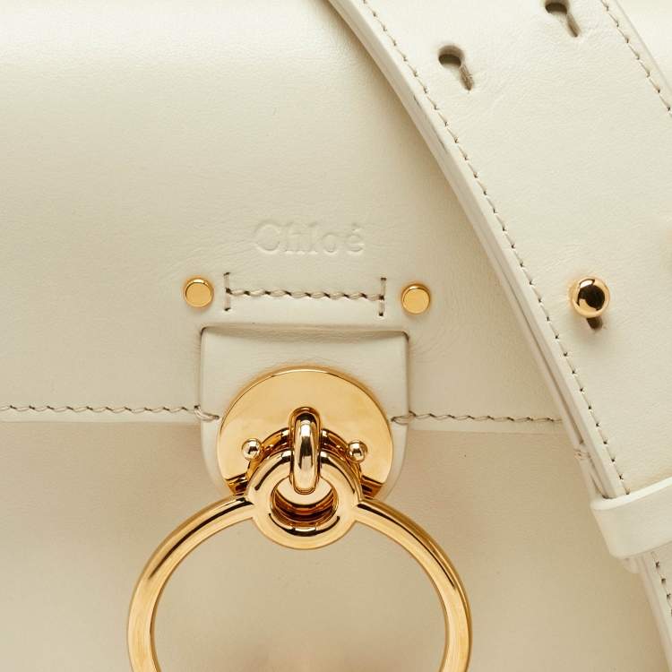 Pre Owned Chloe White Leather and Suede Small Tess Shoulder Bag