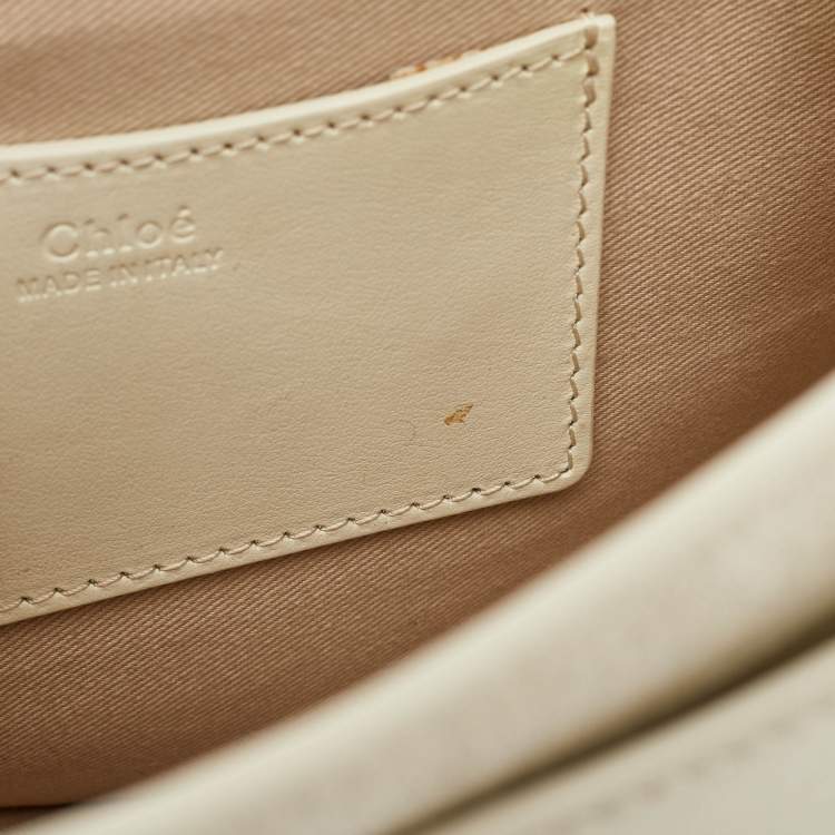 Pre Owned Chloe White Leather and Suede Small Tess Shoulder Bag