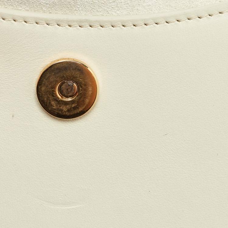 Pre Owned Chloe White Leather and Suede Small Tess Shoulder Bag