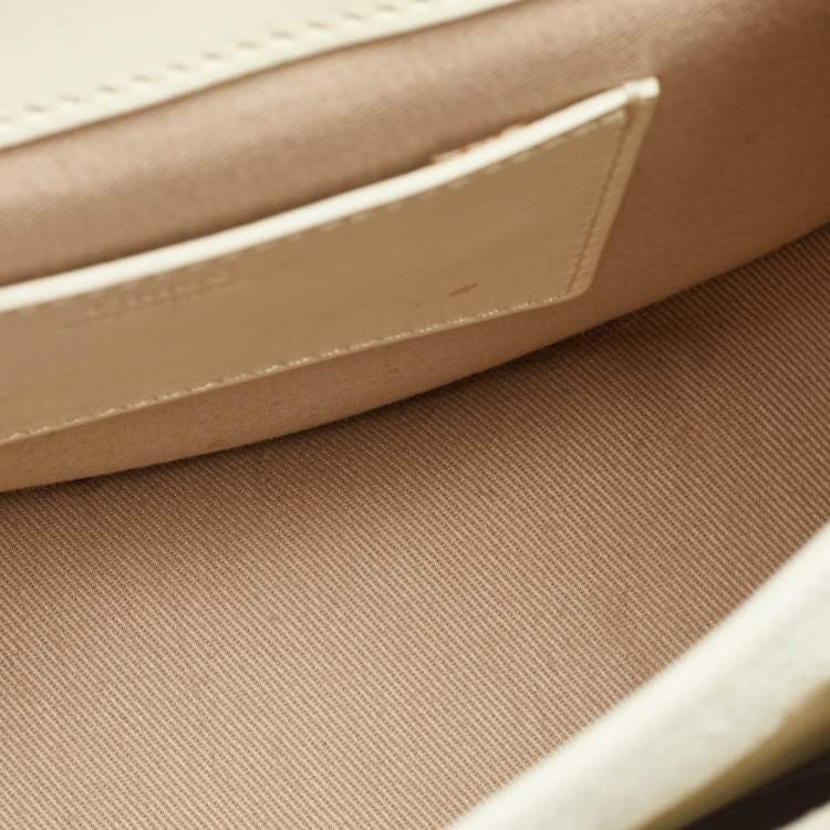 Pre Owned Chloe White Leather and Suede Small Tess Shoulder Bag
