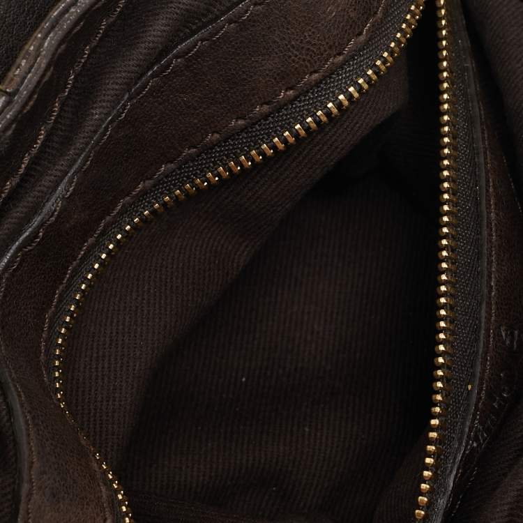 Pre Owned Chloe Dark Brown Lizard and Leather Small Paddington Crystals Satchel