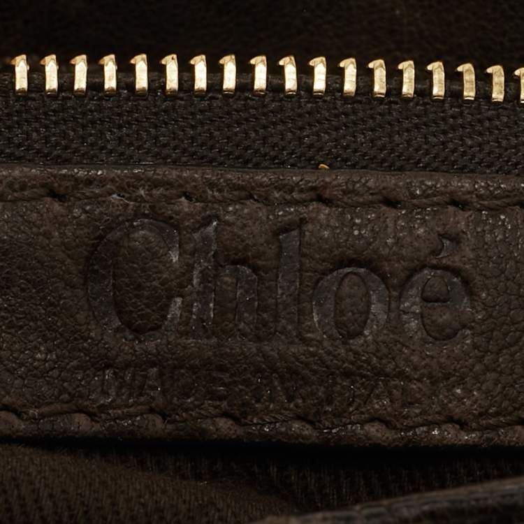 Pre Owned Chloe Dark Brown Lizard and Leather Small Paddington Crystals Satchel
