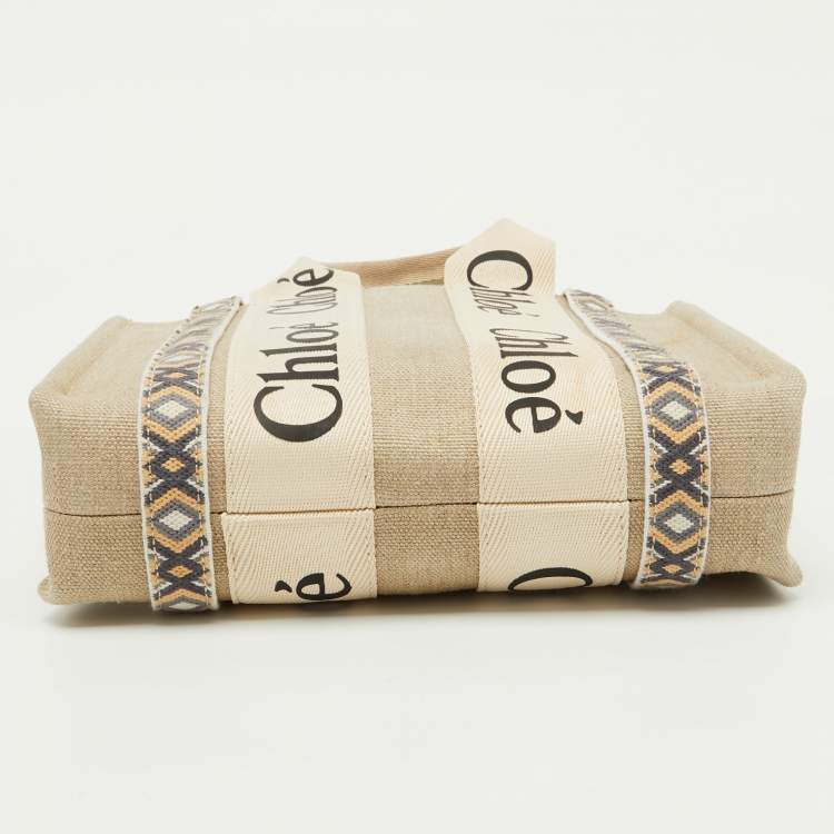 Pre Owned Chloe Beige Canvas Small Woody Tote