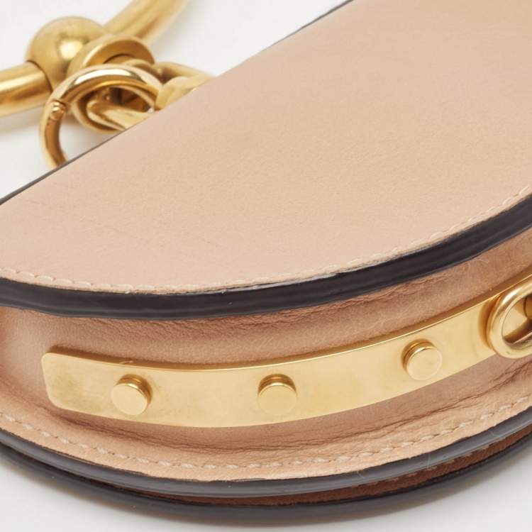 Pre Owned Chloe Beige Leather Mini Nile Minaudière Clutch Bag