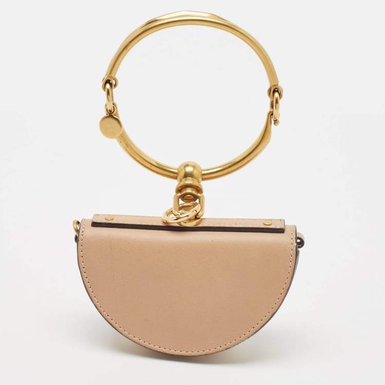Pre Owned Chloe Beige Leather Mini Nile Minaudière Clutch Bag