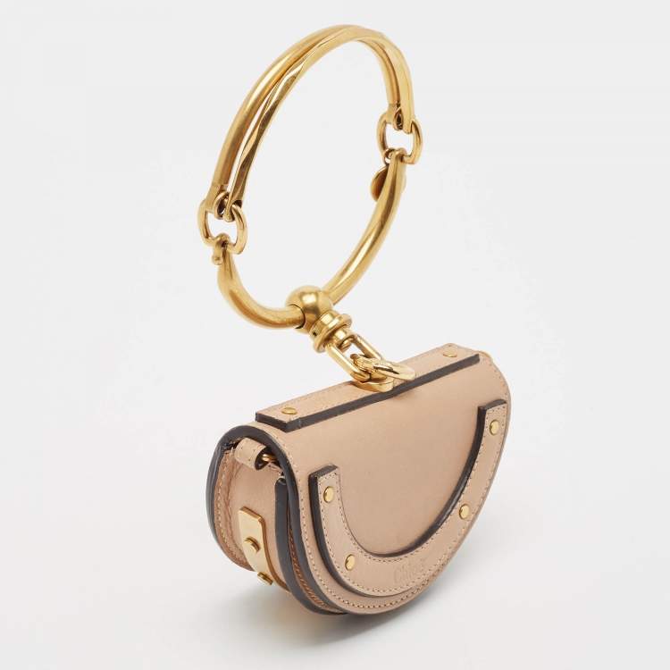 Pre Owned Chloe Beige Leather Mini Nile Minaudière Clutch Bag