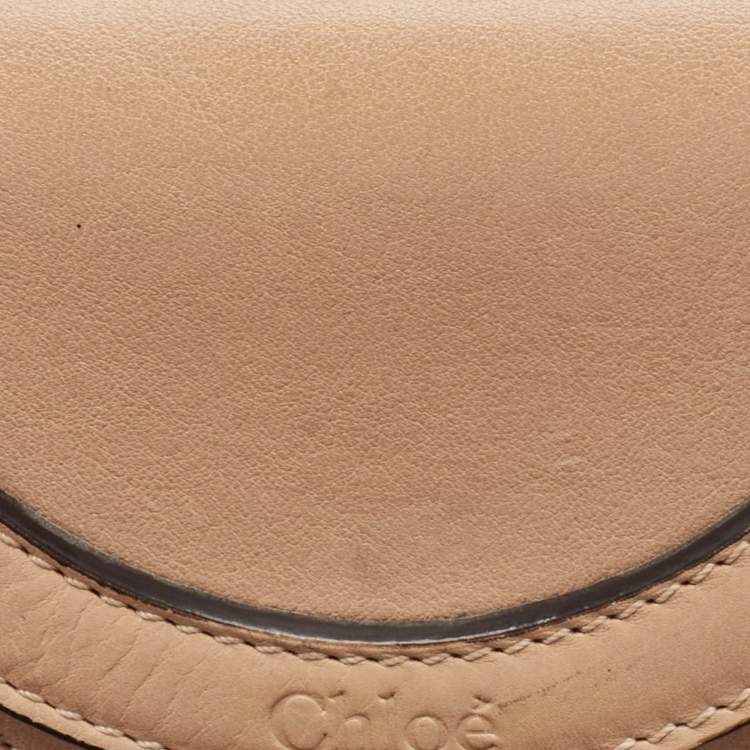 Pre Owned Chloe Beige Leather Mini Nile Minaudière Clutch Bag